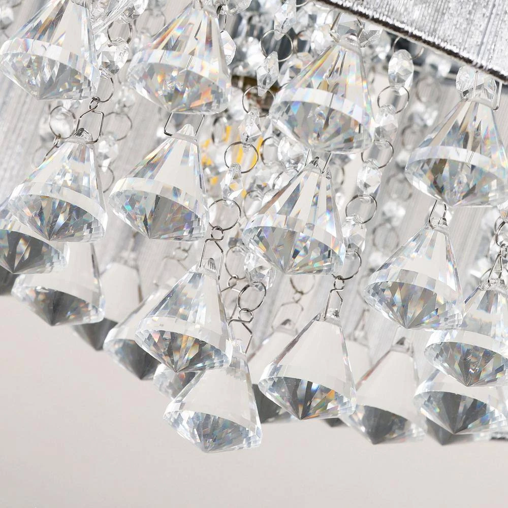 13.75 in. 3-Light Crystal Chrome Flush Mount by matrix decor 7 13.75 in. 3-Light Crystal Chrome Flush Mount by matrix decor - Image 5