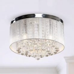 13.75 in. 3-Light Crystal Chrome Flush Mount by matrix decor 10 13.75 in. 3-Light Crystal Chrome Flush Mount by matrix decor -Heath Zenith Shop chrome matrix decor flush mount lights md c2266110v 4f 1000