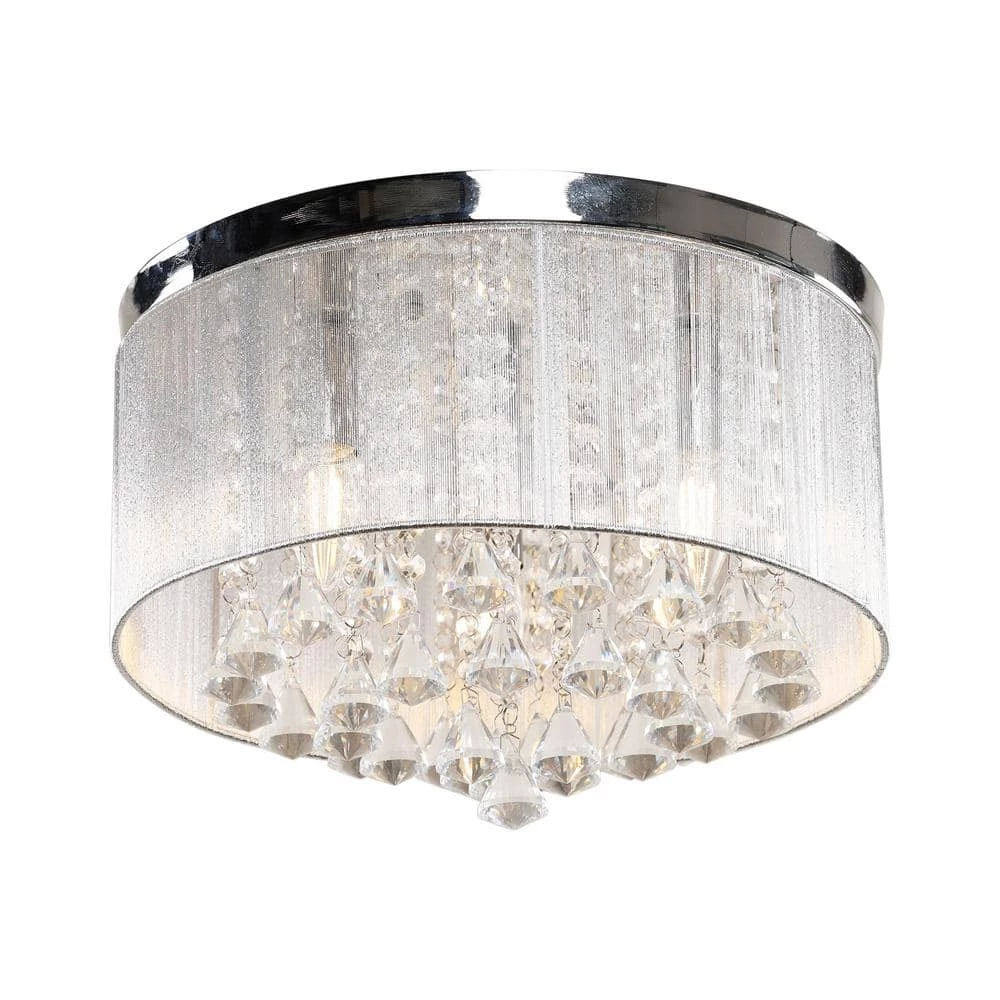 13.75 in. 3-Light Crystal Chrome Flush Mount by matrix decor 3 13.75 in. 3-Light Crystal Chrome Flush Mount by matrix decor