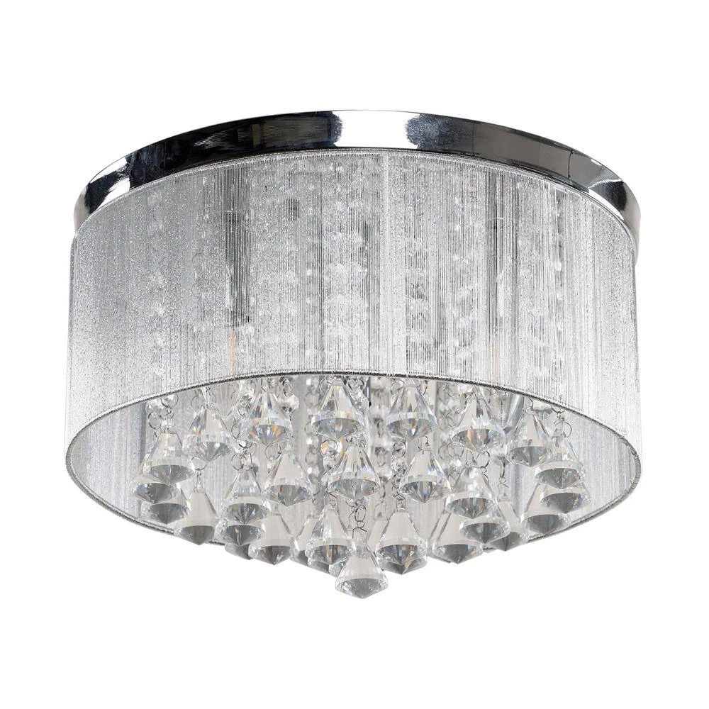 13.75 in. 3-Light Crystal Chrome Flush Mount by matrix decor 4 13.75 in. 3-Light Crystal Chrome Flush Mount by matrix decor - Image 2