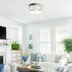 13.75 in. 3-Light Crystal Chrome Flush Mount by matrix decor -Heath Zenith Shop chrome matrix decor flush mount lights md c2267110v 31 1000