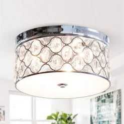 13.75 in. 3-Light Crystal Chrome Flush Mount by matrix decor -Heath Zenith Shop chrome matrix decor flush mount lights md c2267110v 4f 1000