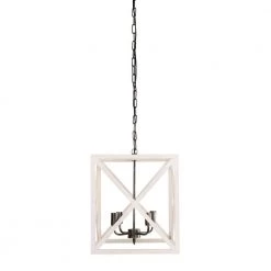 4-Light Cream Pendant Light with Wood Shade by 3R Studios -Heath Zenith Shop cream 3r studios chandeliers ec0169 4f 1000