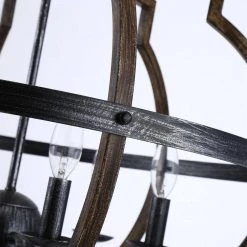 6-Light Distressed Black and Brushed Wood Chandelier by matrix decor -Heath Zenith Shop distressed black matrix decor chandeliers md2260 6bz110v 44 1000