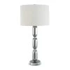 32.75 in. Silver Metal and Glass Table Lamp with Linen Shade by 3R Studios 1 32.75 in. Silver Metal and Glass Table Lamp with Linen Shade by 3R Studios -Heath Zenith Shop gold 3r studios table lamps ec0339 64 1000