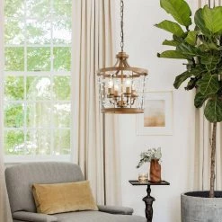 4-Light Vintage Gold Chandelier with Crystal Beads Shade by matrix decor -Heath Zenith Shop gold matrix decor chandeliers md hlh 27118 4b 40 1000