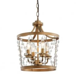 4-Light Vintage Gold Chandelier with Crystal Beads Shade by matrix decor