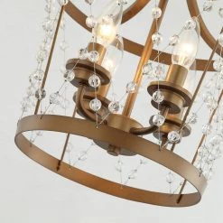 4-Light Vintage Gold Chandelier with Crystal Beads Shade by matrix decor -Heath Zenith Shop gold matrix decor chandeliers md hlh 27118 4b c3 1000