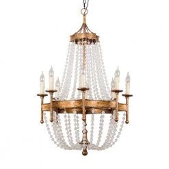 8-Light Golden Vintage Candle Chandelier by matrix decor