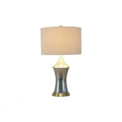 26.5 in. Gray Metal Table Lamp with Linen Shade by 3R Studios -Heath Zenith Shop gray 3r studios table lamps ec0336 4f 1000