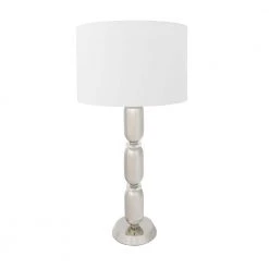 32.75 in. Gray Metal and Glass Table Lamp with Linen Shade by 3R Studios