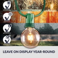 Outdoor 25 ft. Plug-In Globe Bulb Weatherproof Party String Lights with 30 G40 Bulbs Included (5 Free Bulbs), Green Cord by Newhouse Lighting 11 Outdoor 25 ft. Plug-In Globe Bulb Weatherproof Party String Lights with 30 G40 Bulbs Included (5 Free Bulbs), Green Cord by Newhouse Lighting -Heath Zenith Shop green newhouse lighting string lights pstringinc g 40 1000