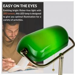 14 .6 in. Green Morgan Banker Lamp with Free LED Light Bulb Included by Newhouse Lighting -Heath Zenith Shop green newhouse lighting table lamps nhdk mo go 4f 1000