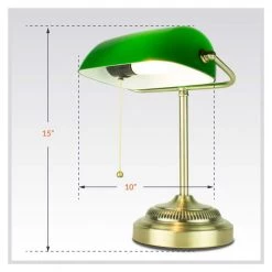 14 .6 in. Green Morgan Banker Lamp with Free LED Light Bulb Included by Newhouse Lighting -Heath Zenith Shop green newhouse lighting table lamps nhdk mo go 76 1000