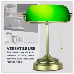 14 .6 in. Green Morgan Banker Lamp with Free LED Light Bulb Included by Newhouse Lighting -Heath Zenith Shop green newhouse lighting table lamps nhdk mo go c3 1000