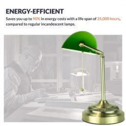 14 .6 in. Green Morgan Banker Lamp with Free LED Light Bulb Included by Newhouse Lighting -Heath Zenith Shop green newhouse lighting table lamps nhdk mo go fa 1000
