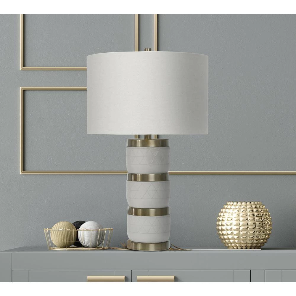26.25 in. Raw Concrete Pewter Table Lamp with Imprinted Diamond Design and Metal Accents by 3R Studios 9 26.25 in. Raw Concrete Pewter Table Lamp with Imprinted Diamond Design and Metal Accents by 3R Studios - Image 7