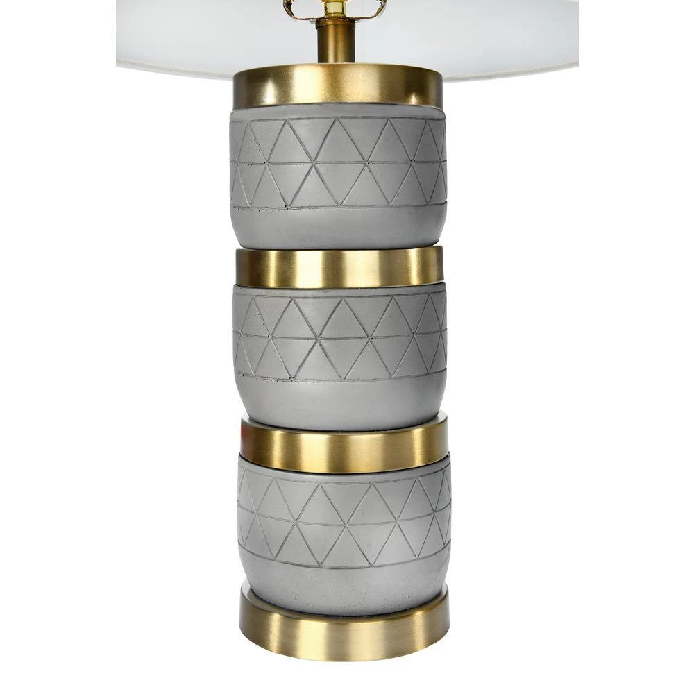 26.25 in. Raw Concrete Pewter Table Lamp with Imprinted Diamond Design and Metal Accents by 3R Studios 7 26.25 in. Raw Concrete Pewter Table Lamp with Imprinted Diamond Design and Metal Accents by 3R Studios - Image 5