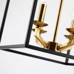 4-Lights Matt Black and Golden Lantern Geometric Chandelier by matrix decor 16 4-Lights Matt Black and Golden Lantern Geometric Chandelier by matrix decor -Heath Zenith Shop matte black and golden matrix decor chandeliers md bbd2265 4gd 66 1000