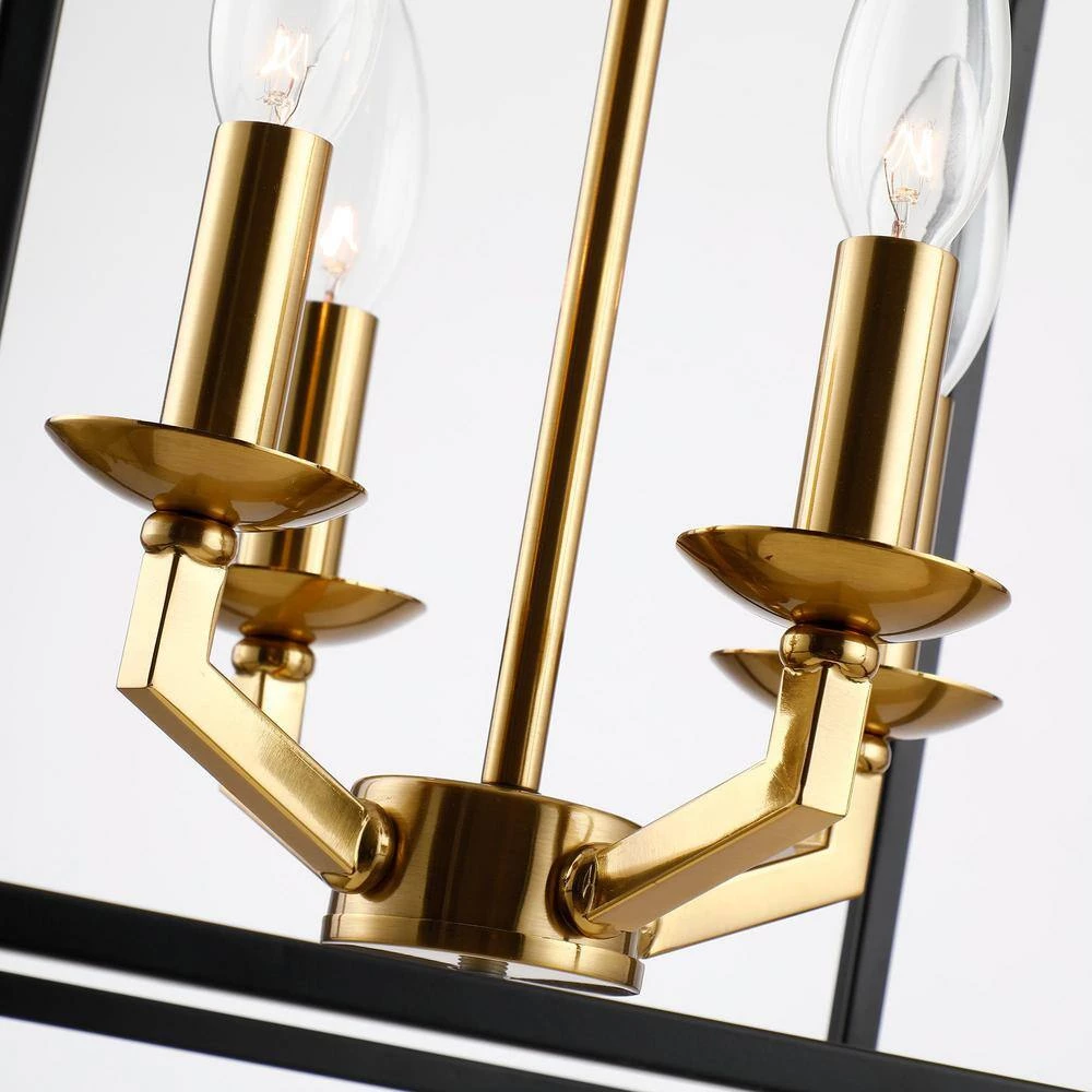 4-Lights Matt Black and Golden Lantern Geometric Chandelier by matrix decor 12 4-Lights Matt Black and Golden Lantern Geometric Chandelier by matrix decor - Image 10