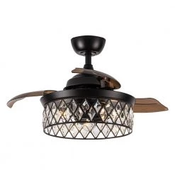 35.83 in Indoor Matte Black Ceiling Fan with Remote and Retractable Blades Included by matrix decor