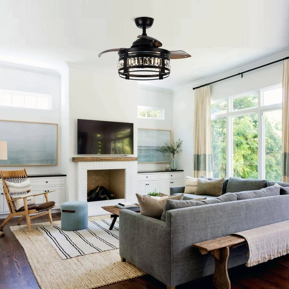 35.83 in. Indoor Matte Black Ceiling Fan with Remote by matrix decor 4 35.83 in. Indoor Matte Black Ceiling Fan with Remote by matrix decor - Image 2