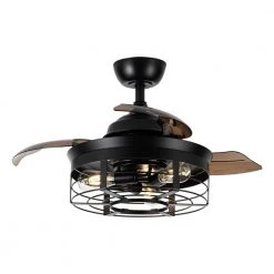 35.83 in. Indoor Matte Black Ceiling Fan with Remote by matrix decor