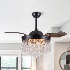 42 in. Indoor Matte Black Retractable Blades Ceiling Fan with Remote Control by matrix decor -Heath Zenith Shop matte black matrix decor ceiling fans with lights md f4706bk110v 4f 1000