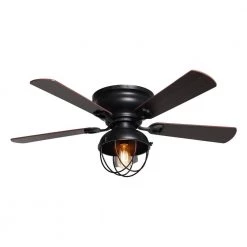42 in. Indoor Matte Black Ceiling Fan with Light Kit and Remote Control by matrix decor