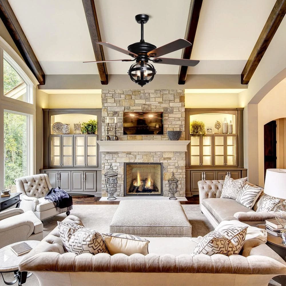 52 in. Indoor Matte Black Ceiling Fan with Light and Remote Control by matrix decor 4 52 in. Indoor Matte Black Ceiling Fan with Light and Remote Control by matrix decor - Image 2