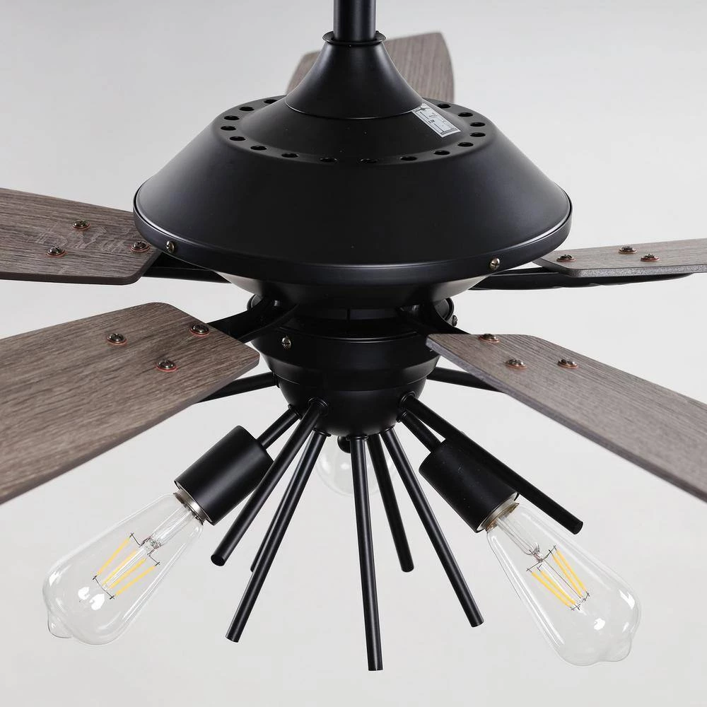 52 in. Indoor Matte Black Ceiling Fan with Light and Remote Control by matrix decor 7 52 in. Indoor Matte Black Ceiling Fan with Light and Remote Control by matrix decor - Image 5