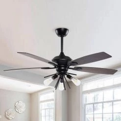 52 in. Indoor Matte Black Ceiling Fan with Light and Remote Control by matrix decor 14 52 in. Indoor Matte Black Ceiling Fan with Light and Remote Control by matrix decor -Heath Zenith Shop matte black matrix decor ceiling fans with lights md f6251110v 44 1000