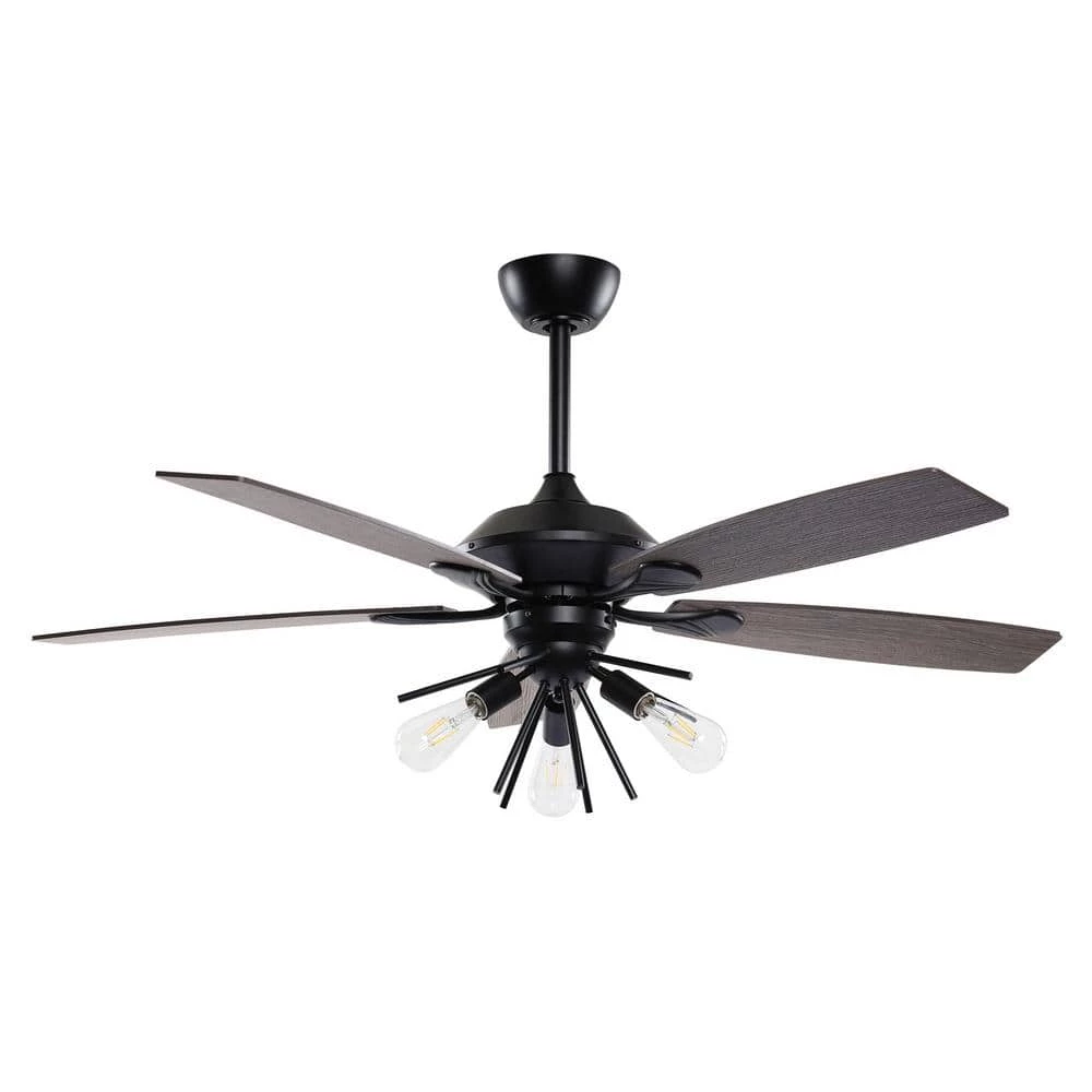 52 in. Indoor Matte Black Ceiling Fan with Light and Remote Control by matrix decor 3 52 in. Indoor Matte Black Ceiling Fan with Light and Remote Control by matrix decor