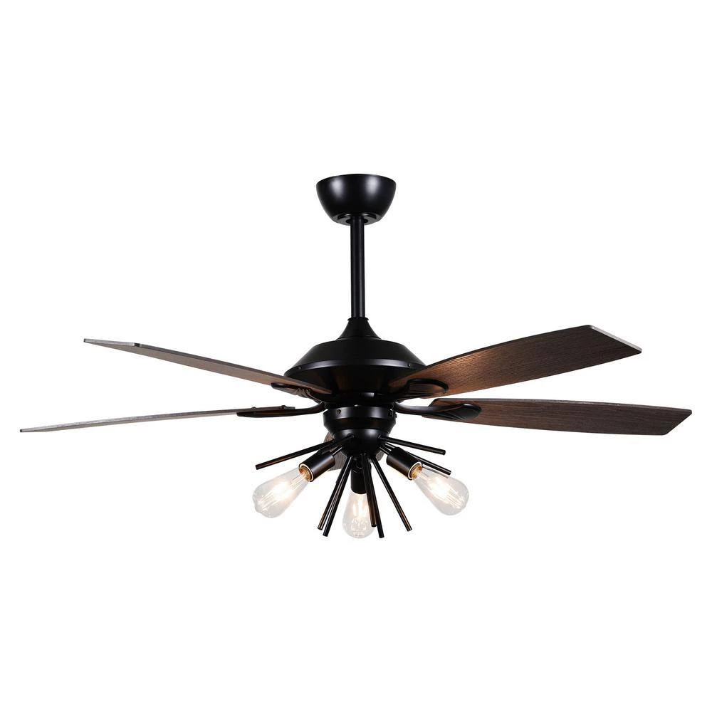 52 in. Indoor Matte Black Ceiling Fan with Light and Remote Control by matrix decor 5 52 in. Indoor Matte Black Ceiling Fan with Light and Remote Control by matrix decor - Image 3