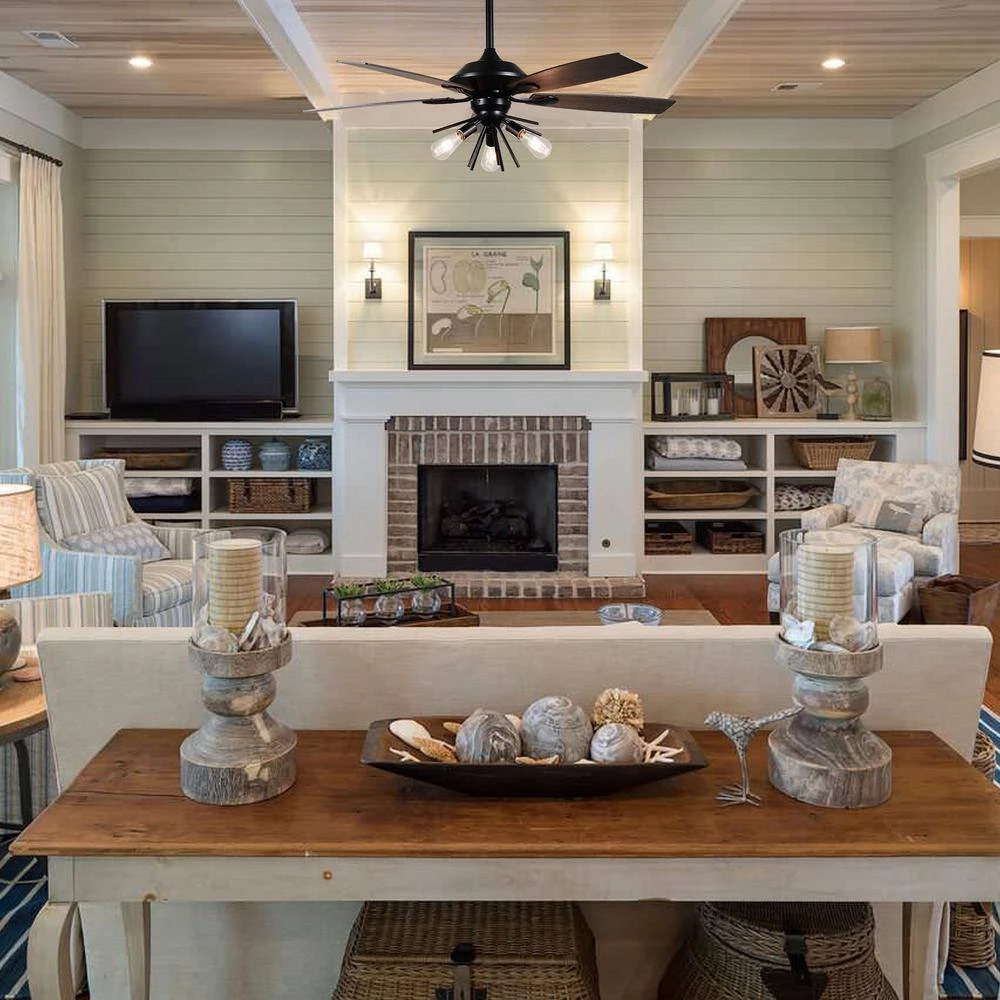 52 in. Indoor Matte Black Ceiling Fan with Light and Remote Control by matrix decor 4 52 in. Indoor Matte Black Ceiling Fan with Light and Remote Control by matrix decor - Image 2