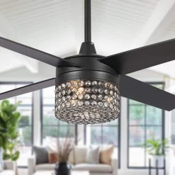 48 in Indoor Matte Black Ceiling Fan with Remote Control by matrix decor -Heath Zenith Shop matte black matrix decor ceiling fans with lights md f6306110v 4f 1000