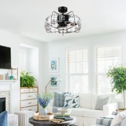 22.8 in. Indoor Brushed Nickel Caged Ceiling Fan with Remote Control by matrix decor -Heath Zenith Shop matte black matrix decor ceiling fans with lights md f8237110v 40 1000