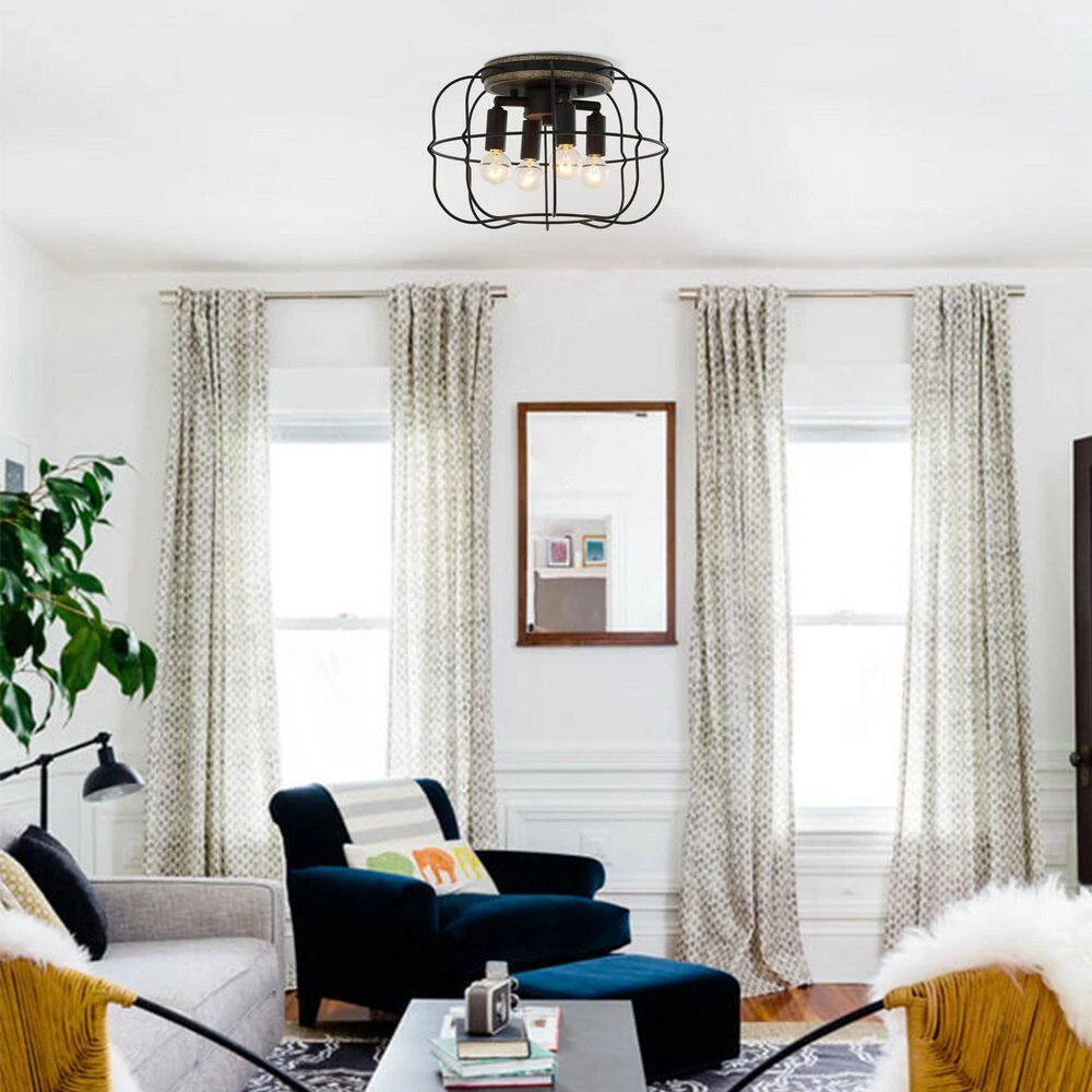 11.8 in. 4-Light Matte Black Flush Mount Ceiling Light by matrix decor 5 11.8 in. 4-Light Matte Black Flush Mount Ceiling Light by matrix decor - Image 3