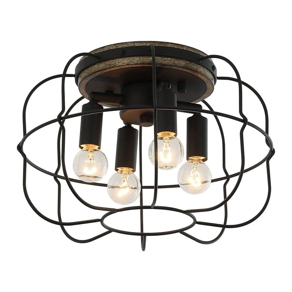 11.8 in. 4-Light Matte Black Flush Mount Ceiling Light by matrix decor 6 11.8 in. 4-Light Matte Black Flush Mount Ceiling Light by matrix decor - Image 4