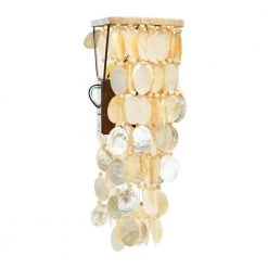18 in. Capiz and Wood Bead Wall Sconce by 3R Studios -Heath Zenith Shop matte gold 3r studios wall sconces ec1046 4f 1000