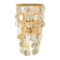 18 in. Capiz and Wood Bead Wall Sconce by 3R Studios