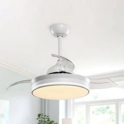 36 in. Integrated LED Indoor Matte White Ceiling Fan with Light Kit and Remote Control by matrix decor -Heath Zenith Shop matte white matrix decor ceiling fans with lights mdf3513110v c3 1000