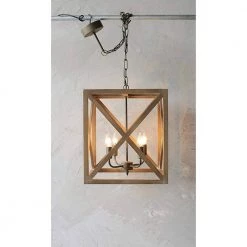Fleur De Sel 4-Light Natural Square Cage Chandelier by 3R Studios -Heath Zenith Shop natural 3r studios chandeliers da4433 31 1000