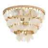 15 in. Round Capiz and Wood Bead Flush Mount Ceiling Light by 3R Studios
