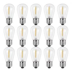 11-Watt Equivalent S14 Shatter-Resistant String Light E26 LED Vintage Edison LED Light Bulb Warm White 2700K (15 Bulbs) by Newhouse Lighting