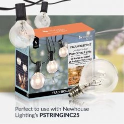 Indoor/Outdoor 5-Watt Globe E12 Incandescent Light Bulb, Weatherproof G40 Replacement Party String Light Bulb (25-Pack) by Newhouse Lighting -Heath Zenith Shop newhouse lighting incandescent light bulbs pstringbulb30 76 1000