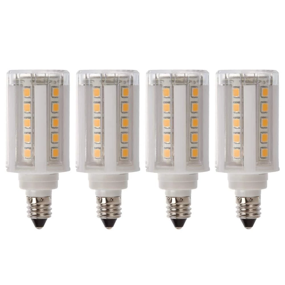 60-Watt Equivalent E11 120-Volt 3000K Non-Dimmable Mini-Candelabra Base LED Light Bulbs Warm White (4-Pack) by Newhouse Lighting 3 60-Watt Equivalent E11 120-Volt 3000K Non-Dimmable Mini-Candelabra Base LED Light Bulbs Warm White (4-Pack) by Newhouse Lighting