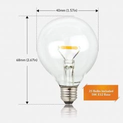 11-Watt Equivalent G40 Globe LED Replacement Light Bulbs for Outdoor String Lights 2700K Warm White (25-Pack) by Newhouse Lighting 11 11-Watt Equivalent G40 Globe LED Replacement Light Bulbs for Outdoor String Lights 2700K Warm White (25-Pack) by Newhouse Lighting -Heath Zenith Shop newhouse lighting led light bulbs g40led25 4f 1000