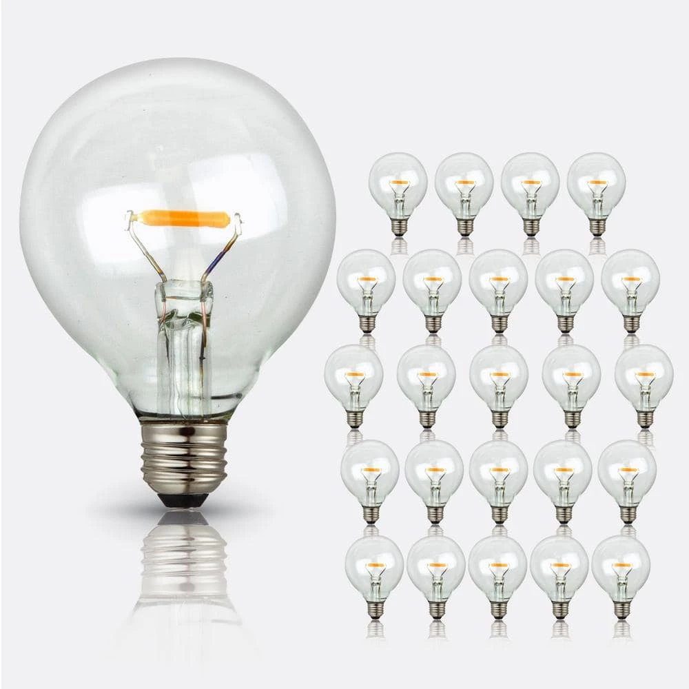 11-Watt Equivalent G40 Globe LED Replacement Light Bulbs for Outdoor String Lights 2700K Warm White (25-Pack) by Newhouse Lighting 3 11-Watt Equivalent G40 Globe LED Replacement Light Bulbs for Outdoor String Lights 2700K Warm White (25-Pack) by Newhouse Lighting