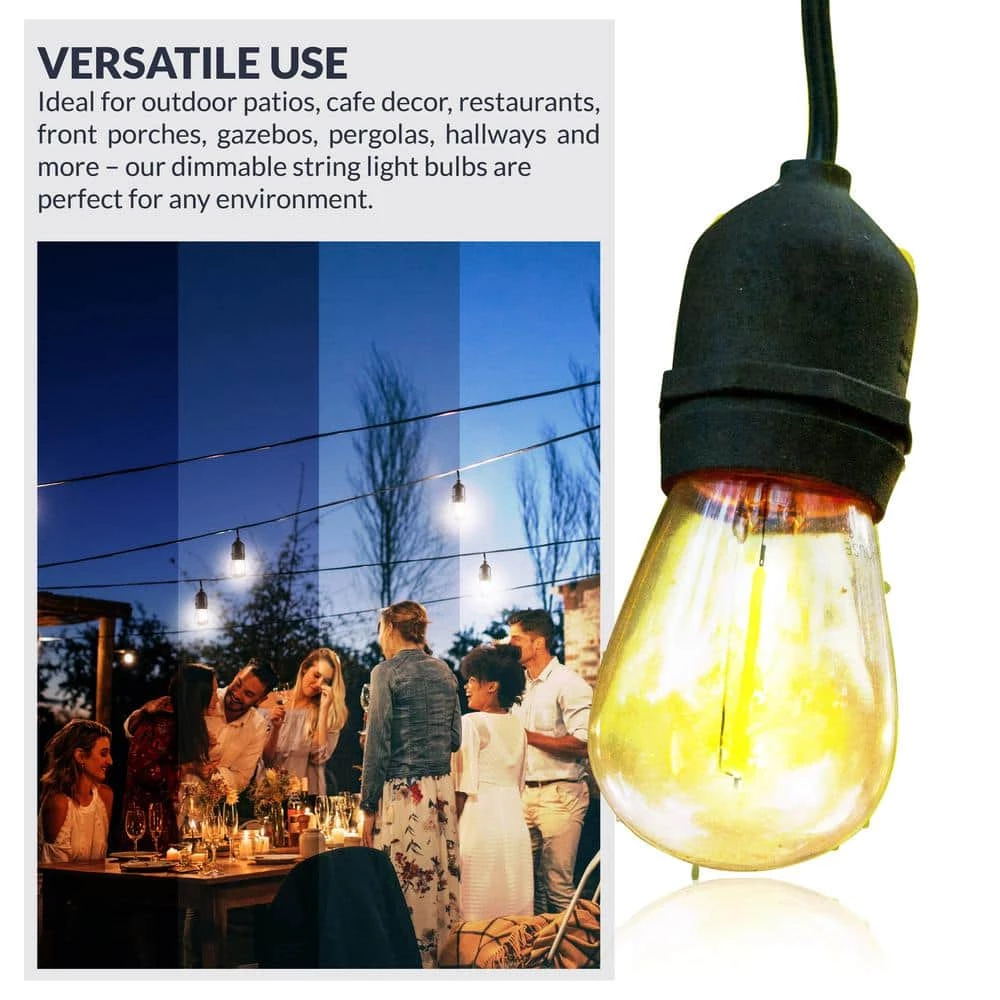 11-Watt Equivalent S14 LED Replacement String Light Bulbs Standard Base 2700K Warm White (18-Pack) by Newhouse Lighting 7 11-Watt Equivalent S14 LED Replacement String Light Bulbs Standard Base 2700K Warm White (18-Pack) by Newhouse Lighting - Image 5